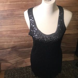 Sequin summertime gray  tank top